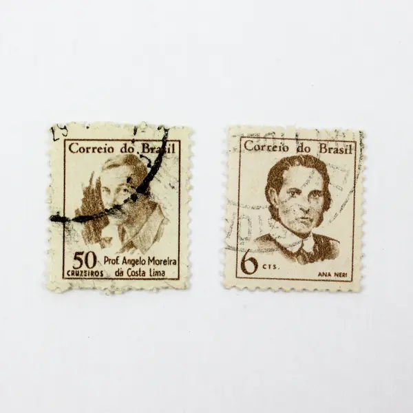 Lot of 10 Brazil 1960s Famous People Postage Stamps Used