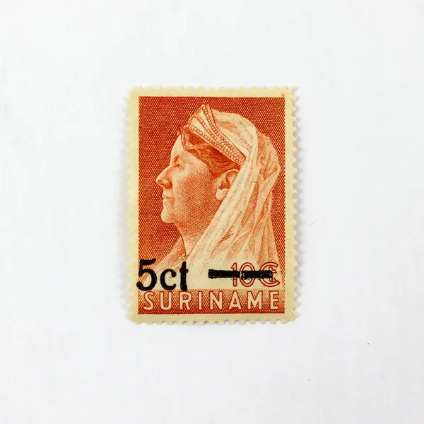 Suriname Queen Wilhelmina Stamps 50c 30c 5c Set of 3 Used 10c Overprint