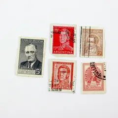 Lot of 5 Used Argentina Postage Stamps San Martín Roosevelt Mariano Moreno