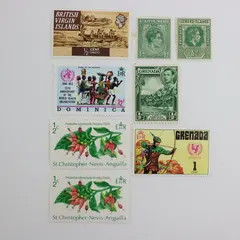Lot of 8 Mixed British Caribbean Postage Stamps 1920s-1970s Mint Hinged