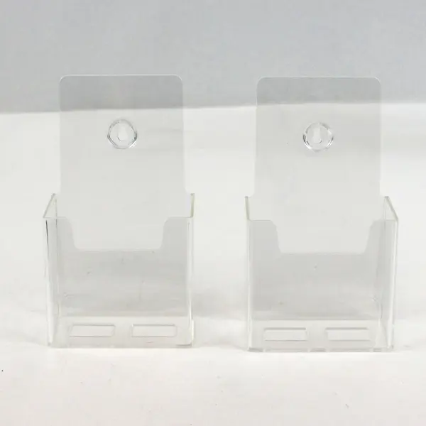 Set of 2 Clear Acrylic Wall Mount Brochure Holders Literature Display