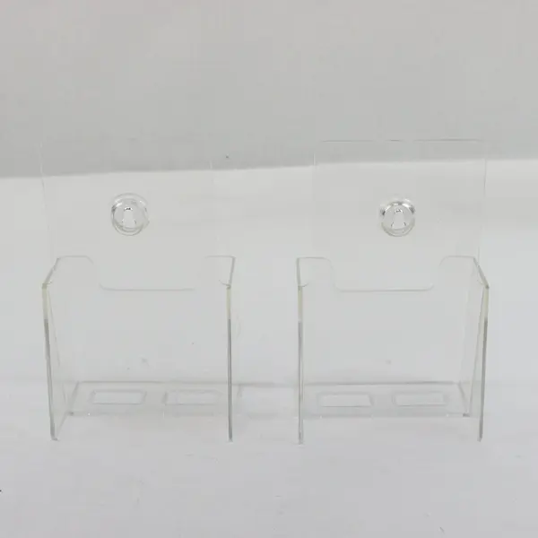 Set of 2 Clear Acrylic Wall Mount Brochure Holders Literature Display
