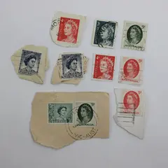 Lot of Used 1950s-1960s Australian Queen Elizabeth II Stamps On Paper 