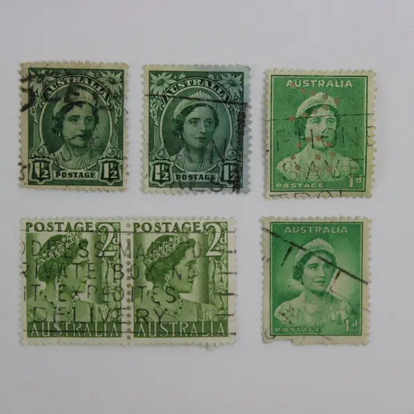 Lot of 6 Australia Queen Elizabeth II Used Green Postage Stamps