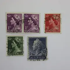 Lot of 5 Australia Queen Elizabeth II Used Postmarked Stamps