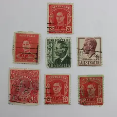 Lot of 7 Used Australian Postage Stamps Mixed Monarch Issues
