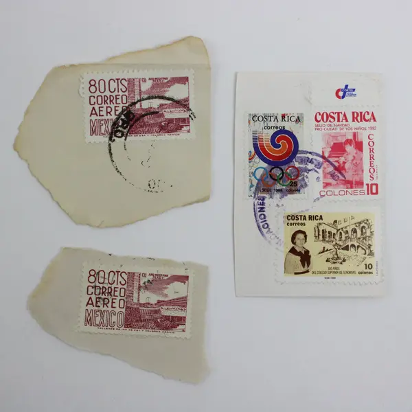 Lot of 5 Costa Rica Mexico Used Postage Stamps On Paper