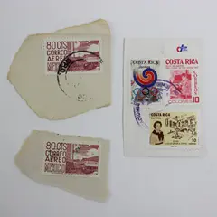 Lot of 5 Costa Rica Mexico Used Postage Stamps On Paper