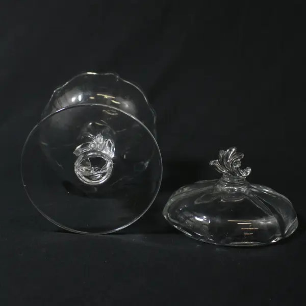 VTG Fostoria Baroque Glass Covered Pedestal Jelly Dish And Lid