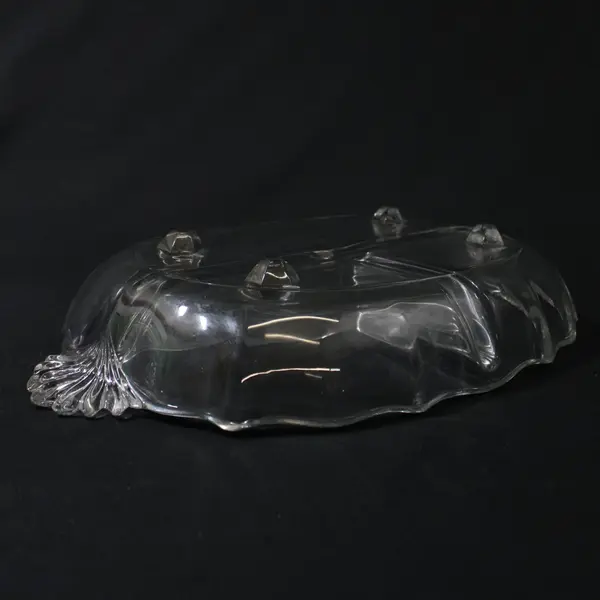 Vtg Fostoria Baroque 3-Part Divided Relish Dish Clear Glass Vintage