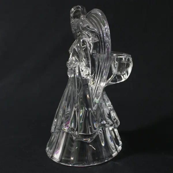 Lead Crystal Angel Taper Christmas Candle Holder 7.5in 