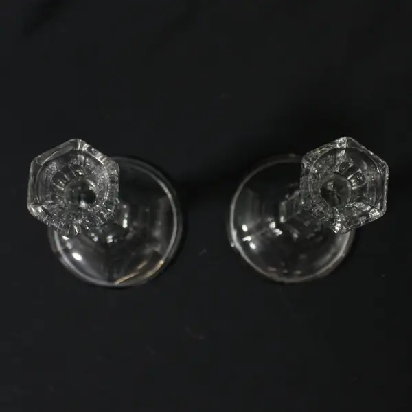 Set of 2 Clear Crystal Taper Candle Holders 6 Inch