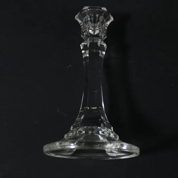 Set of 2 Clear Crystal Taper Candle Holders 6 Inch