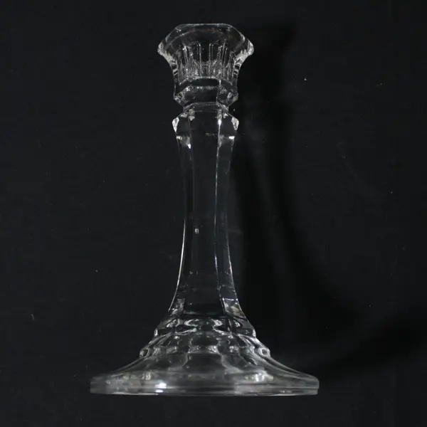 Set of 2 Clear Crystal Taper Candle Holders 6 Inch