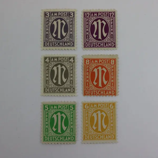 Set Of 6 Germany AM Post 1945 Allied Occupation Stamps Pfennig MH