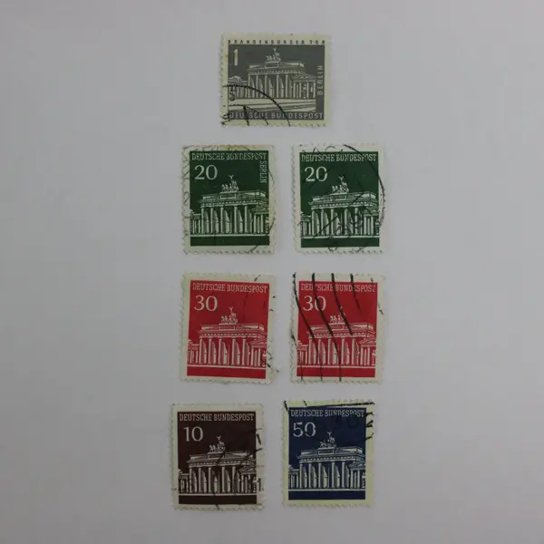 Germany 1966 Brandenburger Tor Lot of 7 Used Stamps