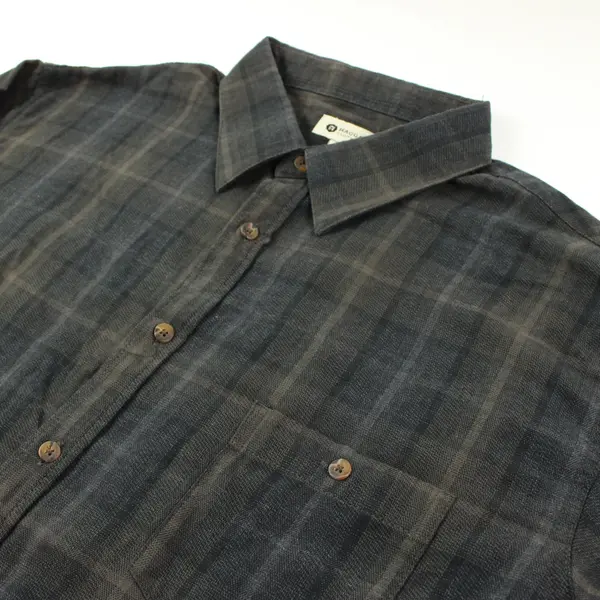 Haggar Men's XL Gray Brown Plaid Button-Up Casual Shirt