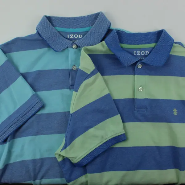 Lot of 2 IZOD Men's Medium Blue Striped Polo Shirts