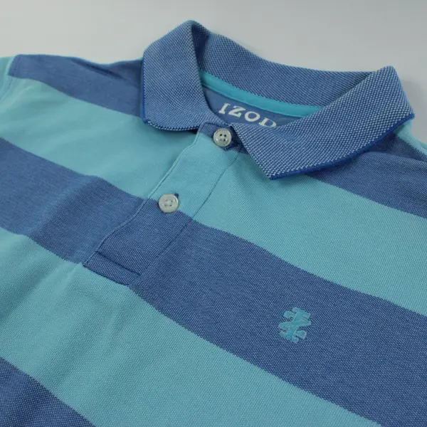 Lot of 2 IZOD Men's Medium Blue Striped Polo Shirts