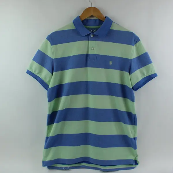 Lot of 2 IZOD Men's Medium Blue Striped Polo Shirts
