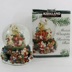 Kirkland Musical Christmas Waterglobe Revolving Base Santa Workshop Scene