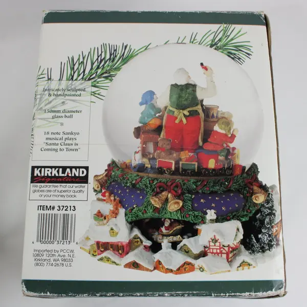 Kirkland Musical Christmas Waterglobe Revolving Base Santa Workshop Scene