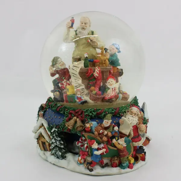 Kirkland Musical Christmas Waterglobe Revolving Base Santa Workshop Scene