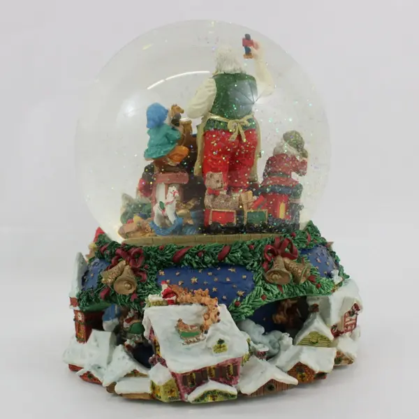 Kirkland Musical Christmas Waterglobe Revolving Base Santa Workshop Scene
