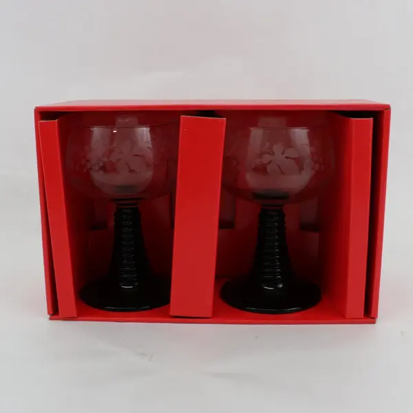 Cristal D'Arques Durand Roemer Water Goblets Green Base Set of 2
