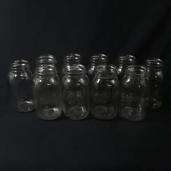 Lot of 10 Kerr Quart Narrow Mouth Glass Canning Jars