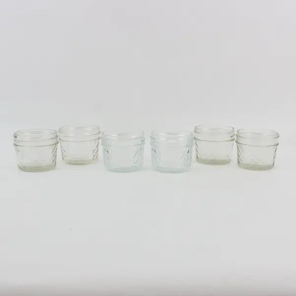 Lot of 6 Ball Quilted Glass Jelly Jars 