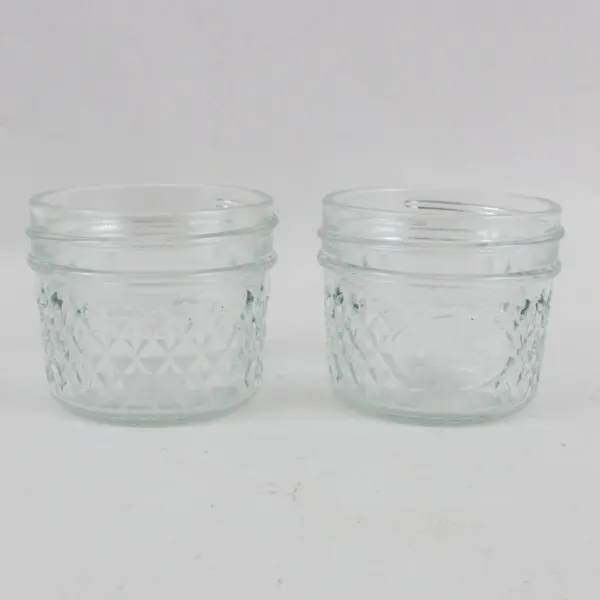 Lot of 6 Ball Quilted Glass Jelly Jars 