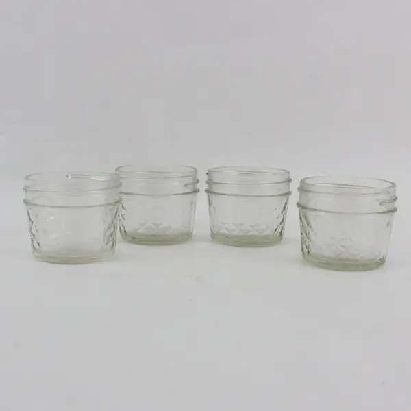 Lot of 6 Ball Quilted Glass Jelly Jars 