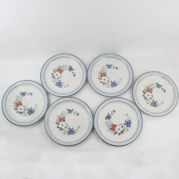 Set of 6 Johann Haviland Crowning Fashion Blue Bouquet Dinner Plates 10.75in 