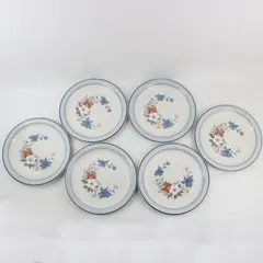 Set of 6 Johann Haviland Crowning Fashion Blue Bouquet Dinner Plates 10.75in 