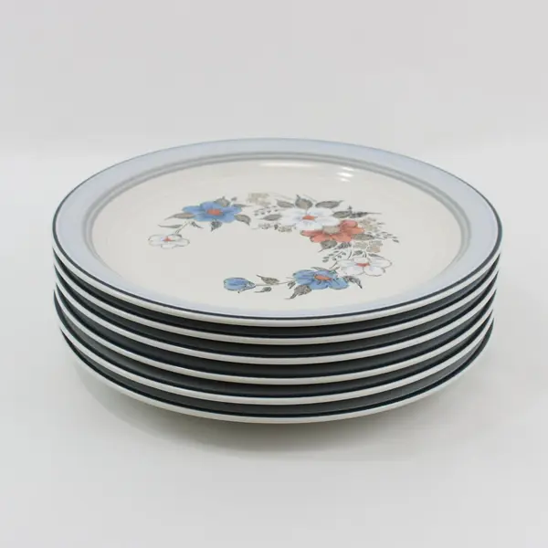 Set of 6 Johann Haviland Crowning Fashion Blue Bouquet Dinner Plates 10.75in 