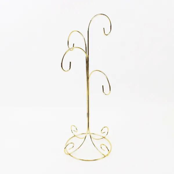 Gold Tone Tiered Ornament Stand Tree Christmas Display Holder