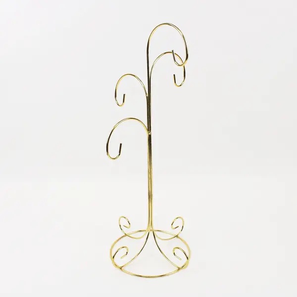 Gold Tone Tiered Ornament Stand Tree Christmas Display Holder