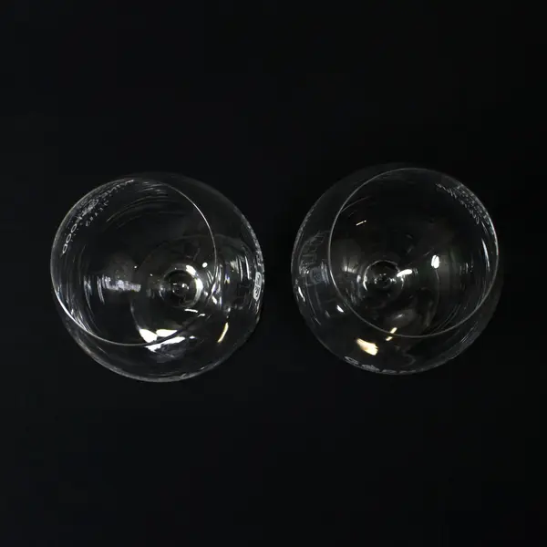 Pair Clear Stemmed Red Wine Glasses 8 Inch Commemorative Event Print