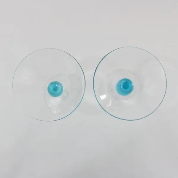 Bombay Sapphire Vintage Martini Glasses Set of 2 Blue Ball Stems