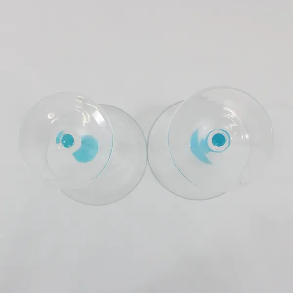 Bombay Sapphire Vintage Martini Glasses Set of 2 Blue Ball Stems