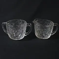 Anchor Hocking Stars & Bars Creamer And Sugar Bowl 2-Piece Set Clear Glass