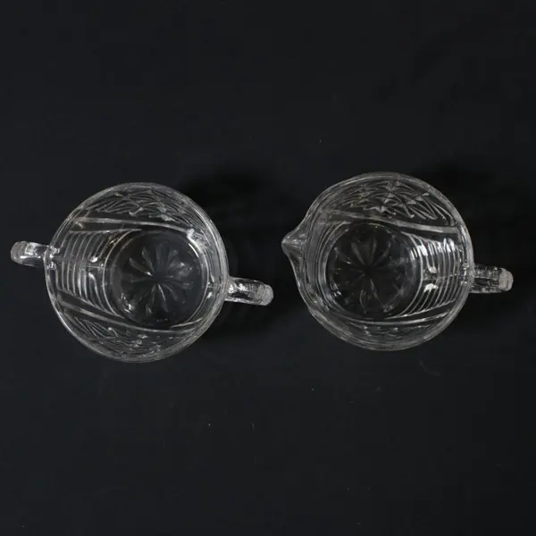 Anchor Hocking Stars & Bars Creamer And Sugar Bowl 2-Piece Set Clear Glass