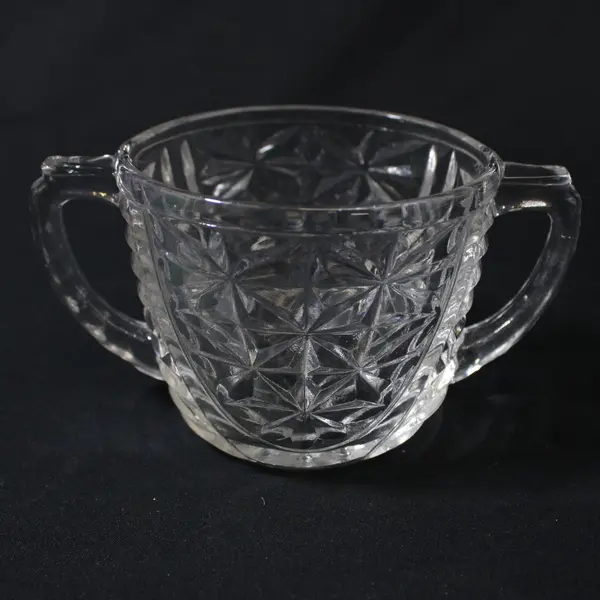 Anchor Hocking Stars & Bars Creamer And Sugar Bowl 2-Piece Set Clear Glass