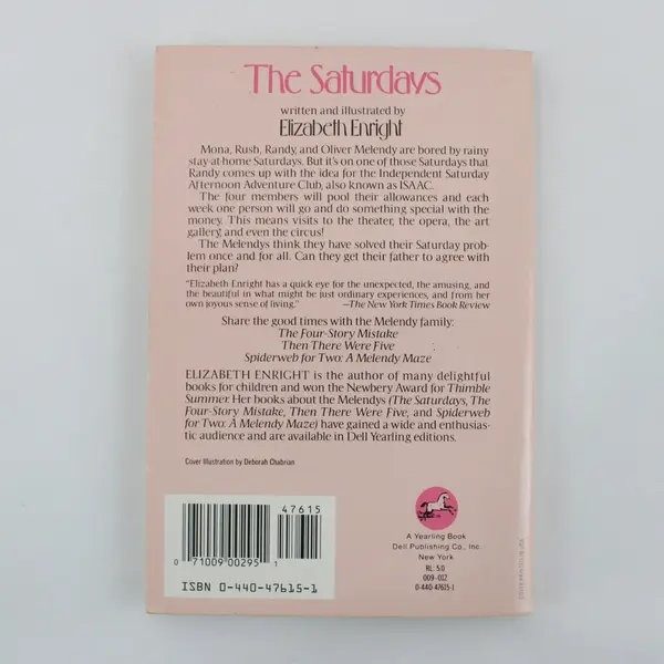 Vintage The Saturdays Elizabeth Enright 1987 PB A Dell Yearling Book Good