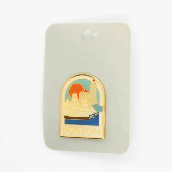 Boston Harbor Enamel Souvenir Lapel Pin Gold Tone Collectible