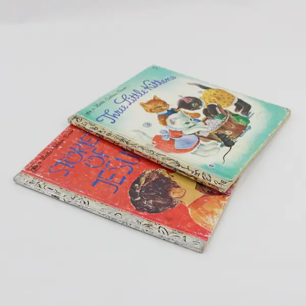 Lot of 2 Vintage Little Golden Books Three Little Kittens Stories of Jesus HC