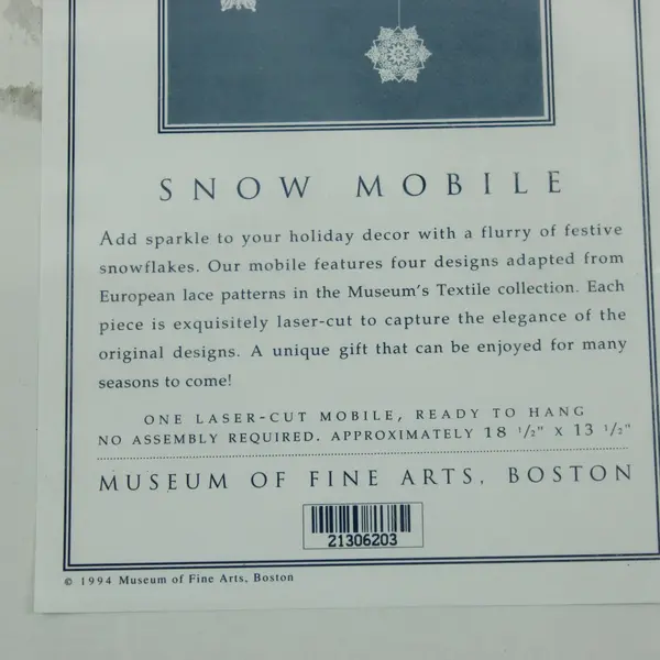 MFA Boston 1994 Snow Mobile Laser-Cut Paper Holiday Hanging Decor