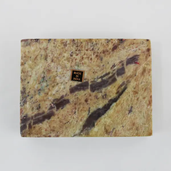 Soapstone Mother-of-Pearl Inlaid Floral Trinket Box With Fitted Lid
