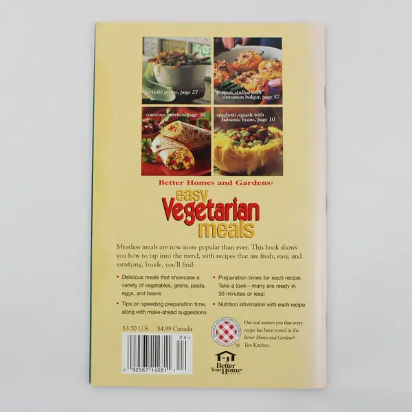 2002 Better Homes & Gardens Easy Vegetarian Meals PB 65 Fresh & Simple Recipes